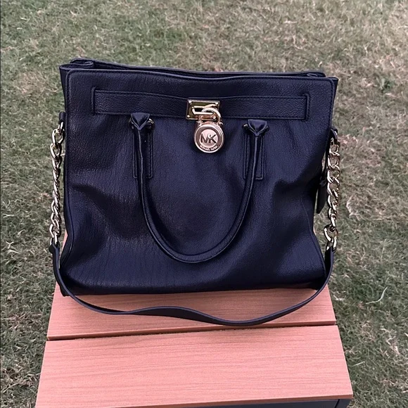 Michael Kors Hamilton Black Leather Satchel EUC - Picture 11 of 12